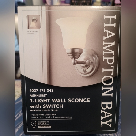 Hampton Bay Light Wall Sconce w/Switch Brushed Nickel Finish - Picture 1 of 3